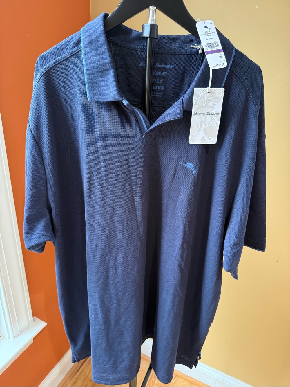 Tommy Bahama Navy Blue Short-Sleeve Polo with Subtle Marlin Logo NWT